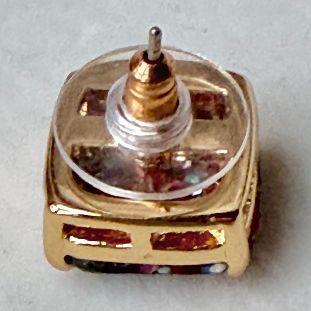 Kate Spade Glitter Square Stud Earrings Gold Tone NWT - Picture 5 of 7